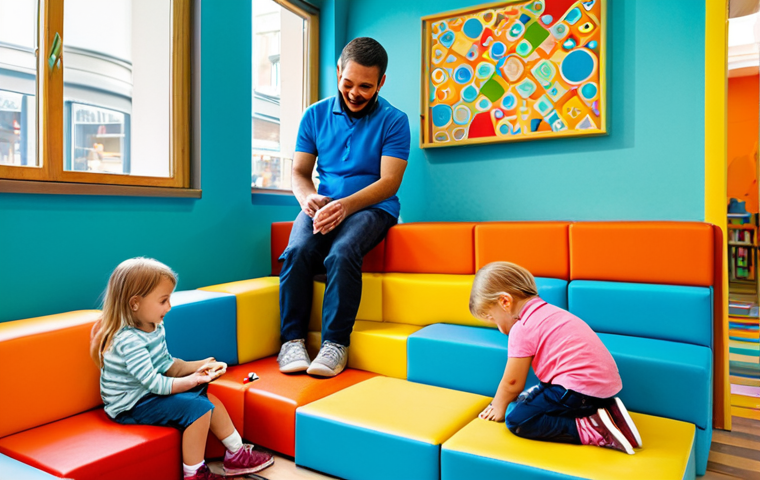 **

"A vibrant and playful scene inside Boroo Kids Cafe. Children are fully clothed in colorful, modest attire, engaging in various activities: drawing, playing with soft blocks, and climbing on a small wall. The background shows a comfortable seating area with parents relaxing. Safe for work, appropriate content, professional environment, perfect anatomy, natural proportions, well-formed hands, proper finger count, family-friendly atmosphere."

**